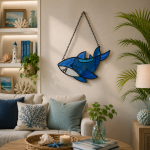 Deep Blue Shark Stained Glass Suncatcher Pattern, Ocean Shark Window Hanging, Coastal Beach Decor, Marine Life Gift - Image 6