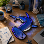 Hammerhead Shark Stained Glass Suncatcher Pattern, Coastal Ocean Window Hanging, Marine Life Decor, DIY Glass Art - Image 5