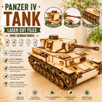 Panzer IV Tank 3D Laser Cut File | WWII German Tank Wooden Model Kit for Glowforge Xtool CNC | Svg Dxf Pdf