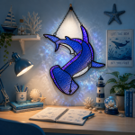 Hammerhead Shark Stained Glass Suncatcher Pattern, Coastal Ocean Window Hanging, Marine Life Decor, DIY Glass Art - Image 2