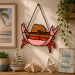 Sunny Beach Crab Stained Glass Suncatcher Pattern, Coastal Window Hanging, Beach House Decor, Ocean Lover Gift - Image 4