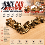 Race Car 3D Puzzle Laser Cut File | Wooden Racing Car Model Kit for Glowforge Xtool CNC | Svg Dxf Pdf