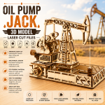 Oil Pump Jack 3D Wooden Model Laser Cut File | Mechanical Industrial Puzzle for Glowforge Xtool CNC | Svg Dxf Pdf