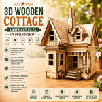 3D Wooden Cottage Laser Cut File | Fairy House Dollhouse Kit for Glowforge Xtool CNC | Svg Dxf Christmas Village Plan
