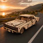 Vintage Sedan Car 3D Wooden Puzzle Laser Cut File | Classic Car Model Kit for Glowforge Xtool CNC | Svg Dxf Pdf - Image 2
