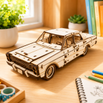 Vintage Sedan Car 3D Wooden Puzzle Laser Cut File | Classic Car Model Kit for Glowforge Xtool CNC | Svg Dxf Pdf - Image 3