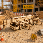 Mobile Crane 3D Puzzle Laser Cut File | Construction Truck Wooden Model Kit for Glowforge Xtool CNC | Svg Dxf Pdf - Image 2