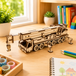 Mobile Crane 3D Puzzle Laser Cut File | Construction Truck Wooden Model Kit for Glowforge Xtool CNC | Svg Dxf Pdf - Image 3