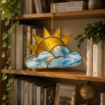 Sunny Sky Stained Glass Suncatcher Pattern, Sun and Clouds Window Hanging Design, Coastal Decor Digital Download - Image 4