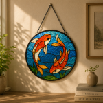 Koi Harmony Stained Glass Suncatcher Pattern, Yin Yang Koi Fish Window Hanging Design, Zen Pond Decor Digital Download - Image 2