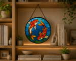 Koi Harmony Stained Glass Suncatcher Pattern, Yin Yang Koi Fish Window Hanging Design, Zen Pond Decor Digital Download - Image 3