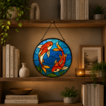 Koi Harmony Stained Glass Suncatcher Pattern, Yin Yang Koi Fish Window Hanging Design, Zen Pond Decor Digital Download - Image 4