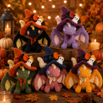 Haunted Bat Dragon Crochet Pattern PDF, Halloween Amigurumi Plush Toy, Spooky Witch Hat Dragon, Digital Download