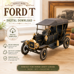 Vintage Ford Model T Papercraft Template, Printable Paper Car Model PDF, Classic Automobile DIY Craft Kit, Instant Digital Download, Vintage Vehicle Paper Sculpture