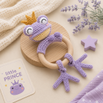 Frog Prince Teething Ring Crochet Pattern PDF, Baby Rattle Amigurumi Pattern, Cute Frog Teether, Digital Download - Image 6