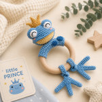 Frog Prince Teething Ring Crochet Pattern PDF, Baby Rattle Amigurumi Pattern, Cute Frog Teether, Digital Download - Image 4