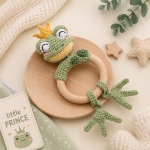 Frog Prince Teething Ring Crochet Pattern PDF, Baby Rattle Amigurumi Pattern, Cute Frog Teether, Digital Download - Image 3