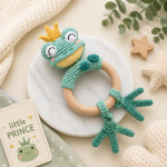 Frog Prince Teething Ring Crochet Pattern PDF, Baby Rattle Amigurumi Pattern, Cute Frog Teether, Digital Download - Image 2