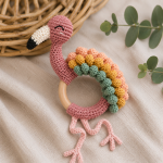 Flamingo Teething Ring Crochet Pattern PDF, Baby Rattle Amigurumi Pattern, Pink Bird Teether, Digital Download - Image 2