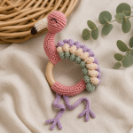 Flamingo Teething Ring Crochet Pattern PDF, Baby Rattle Amigurumi Pattern, Pink Bird Teether, Digital Download - Image 4