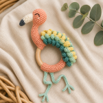 Flamingo Teething Ring Crochet Pattern PDF, Baby Rattle Amigurumi Pattern, Pink Bird Teether, Digital Download - Image 5