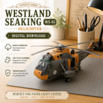 Sea King Helicopter Papercraft Template, Printable Rescue Aircraft Model PDF, DIY Paper Craft Kit, Vintage Military Aviation Decor, Instant Digital Download