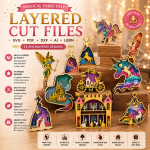14x Princess Fairy Bundle 3D Multilayer Laser Cut Files | Fantasy Wooden Decor for Glowforge Xtool Cricut CNC | Svg Dxf Pdf Ai Lbrn