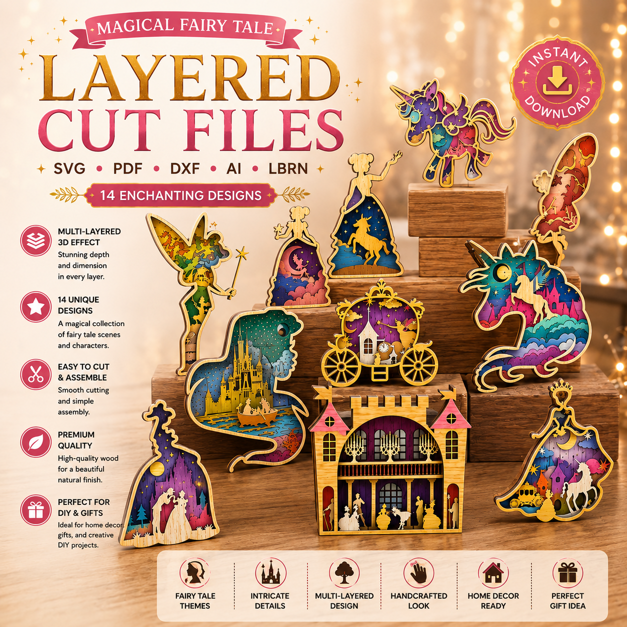 ChatGPT Image Jun 17, 2026, 06_13_18 PM 14x Princess Fairy Bundle 3D Multilayer Laser Cut Files | Fantasy Wooden Decor for Glowforge Xtool Cricut CNC | Svg Dxf Pdf Ai Lbrn - Image 1