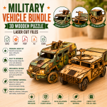 Military Vehicle Bundle Laser Cut File | 3D Armored Truck & APC Model Kit for Glowforge Xtool CNC | Svg Dxf Pdf