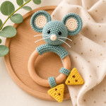Mouse Teething Ring Crochet Pattern PDF, Baby Rattle Amigurumi Pattern, Cute Mouse Baby Teether, Digital Download - Image 3