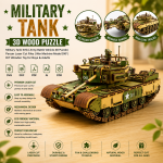Military Tank 3D Puzzle Laser Cut File | Army Battle Vehicle Wooden Model Kit for Glowforge Xtool CNC | Svg Dxf Pdf