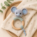 Mouse Teething Ring Crochet Pattern PDF, Baby Rattle Amigurumi Pattern, Cute Mouse Baby Teether, Digital Download - Image 4
