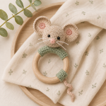 Mouse Teething Ring Crochet Pattern PDF, Baby Rattle Amigurumi Pattern, Cute Mouse Baby Teether, Digital Download - Image 5