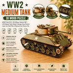 WW2 Medium Tank 3D Puzzle Laser Cut File | Military Vehicle Wooden Model Kit for Glowforge Xtool CNC | Svg Dxf Pdf