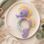 Sandy the Seahorse Teething Ring Crochet Pattern PDF, Baby Rattle Amigurumi Pattern, Ocean Animal Teether, Digital Download - Image 5