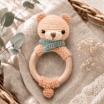 Benny Bear Teething Ring Crochet Pattern PDF, Baby Rattle Amigurumi Pattern, Cute Bear Teether, Digital Download - Image 3