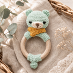 Benny Bear Teething Ring Crochet Pattern PDF, Baby Rattle Amigurumi Pattern, Cute Bear Teether, Digital Download - Image 4