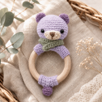 Benny Bear Teething Ring Crochet Pattern PDF, Baby Rattle Amigurumi Pattern, Cute Bear Teether, Digital Download - Image 5