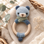 Benny Bear Teething Ring Crochet Pattern PDF, Baby Rattle Amigurumi Pattern, Cute Bear Teether, Digital Download - Image 6