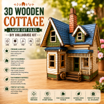3D Wooden Cottage Laser Cut File | Fairy House Dollhouse Kit for Glowforge Xtool CNC | Svg Dxf Christmas Village Plan