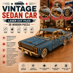 Vintage Sedan Car 3D Wooden Puzzle Laser Cut File | Classic Car Model Kit for Glowforge Xtool CNC | Svg Dxf Pdf