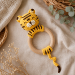 Tiger Teething Ring Crochet Pattern PDF, Baby Rattle Amigurumi Pattern, Cute Safari Animal Teether, US Terms Digital Download - Image 5