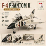 PaperCraft kit F-4 Phantom plane 3d paper model crafting PDF plans DIY template