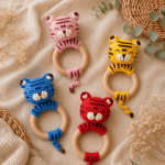 Tiger Teething Ring Crochet Pattern PDF, Baby Rattle Amigurumi Pattern, Cute Safari Animal Teether, US Terms Digital Download