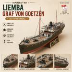 PaperCraft kit MV Liemba Graf von Goetzen ship 3d paper model crafting kit PDF plans to DIY paper craft template for hobby puzzle decor