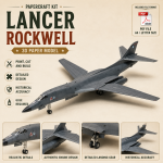 PaperCraft kit B-1 Lancer Rockwell airplane 3d paper model crafting kit PDF plans to print cut & DIY paper craft template hobby puzzle decor