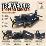 PaperCraft kit TBF Avenger airplane 3d paper model crafting kit PDF plans to print cut & glue DIY paper craft template hobby puzzle decor