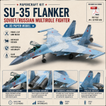 PaperCraft kit Su-35 Flanker airplane 3d paper model crafting PDF plans DIY template