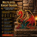 Knight Dragon 3D Multilayer Laser Cut File | Fantasy Wooden Decor for Glowforge Xtool Cricut CNC | Svg Dxf Ai Pdf