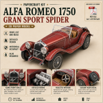 PaperCraft kit Alfa Romeo 1750 car 3d paper model crafting kit PDF plans to print cut & glue DIY paper craft template for hobby puzzle decor